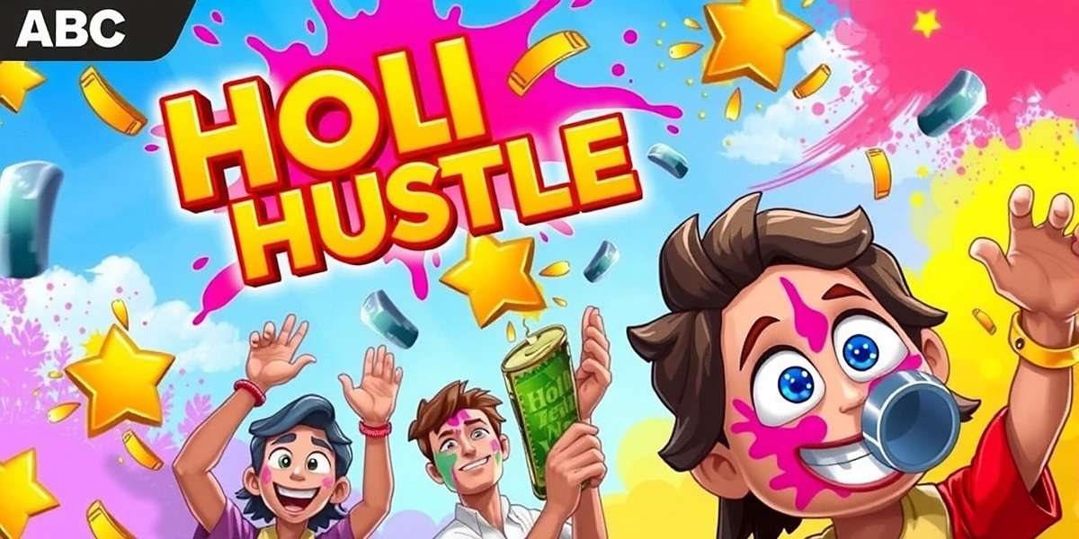 Holi Hustle game cover showing colorful Holi celebration with players throwing colors